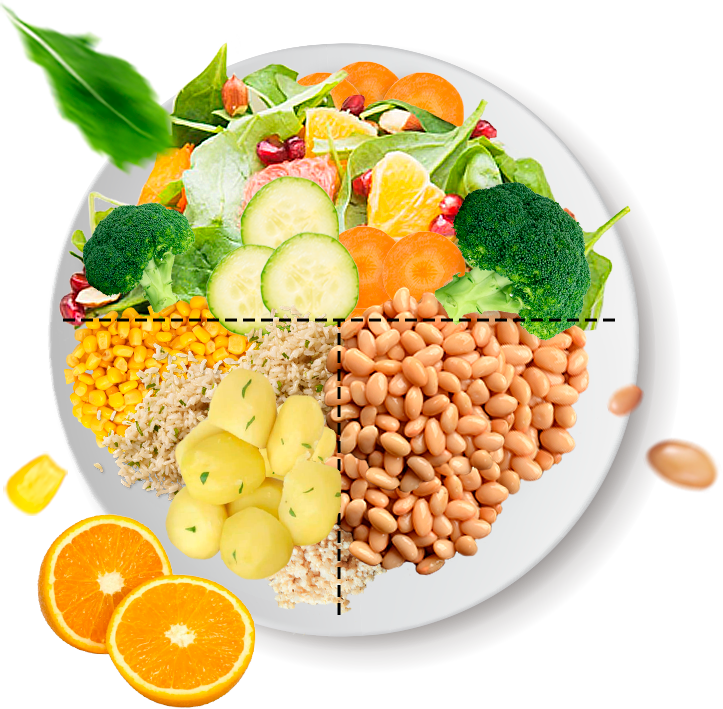 Prato colorido com verduras, cereais e leguminosas